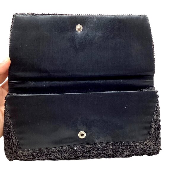 Vintage Bag 1950s Pinup Beaded Black La Regale Clutch With Coin Purse - Picture 3 of 10